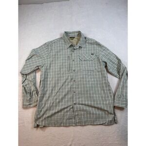 Eddie Bauer Travex Shirt Mens XL Plaid LS Hiking Travel Vented Zip Pocket